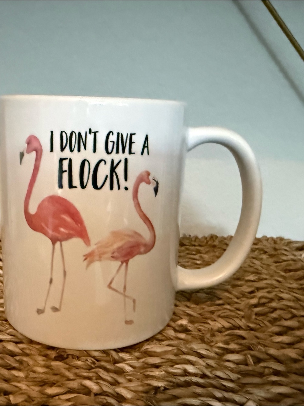 I Don't Give a Flock Flamingo Coffee Mug White Ceramic 11oz Novelty Cup - Picture 2 of 4